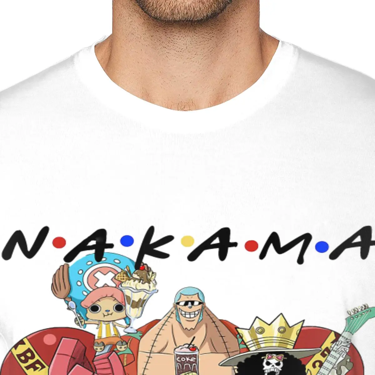 NAKAMA Men T Shirts One Piece Luffy Cartoon Funny Tees Short Sleeve Round Collar T-Shirts Cotton 6XL Clothes