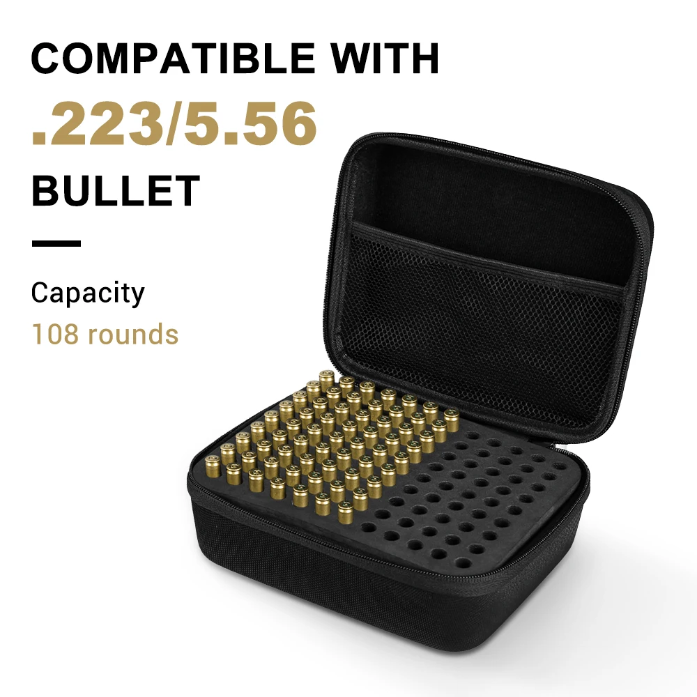 108 Rounds Ammo Pouch .223 5.56 Ammo Storage Case Ammo Box Bullet Box Ammunition Handbag Cartridge Storage Case Hunting Bag