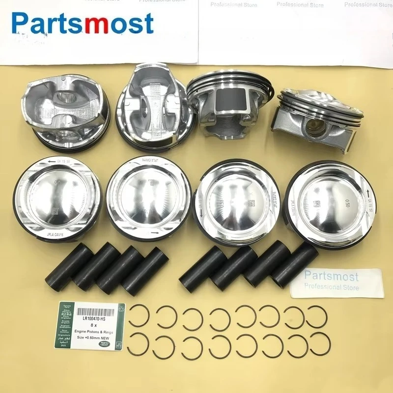 8X NEW MODEL 5.0T PETROL 508PS AJ133 SVR SC PISTONS & RINGS FOR LR100470 LAND ROVER LR4 RANGE ROVER SPORT JAGUAR XJ XF XK F-TYPE