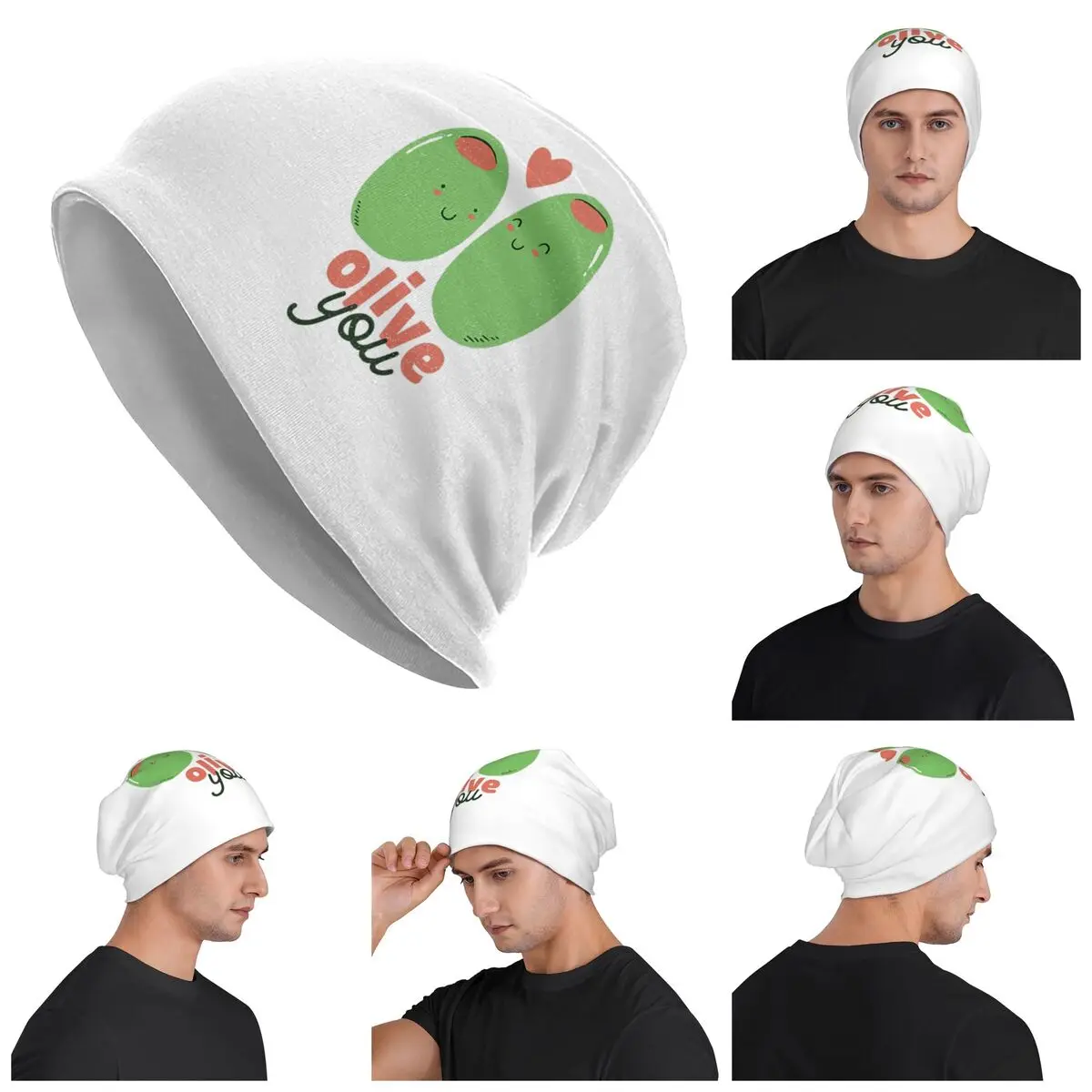 

Olive You - I Love You Warm Knitted Cap Hip Hop Bonnet Hat Autumn Winter Outdoor Beanies Hats for Men Women Adult