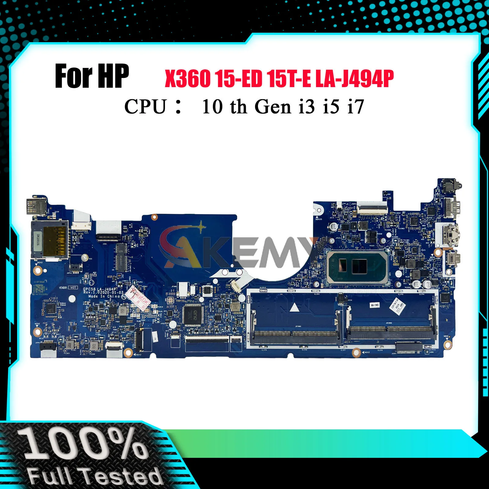 

LA-J494P For HP Envy X360 15-ED Laptop Motherboard L93870-001 L93868-601 With i5 i7 10th Gen CPU UMA 100% Fully Tested