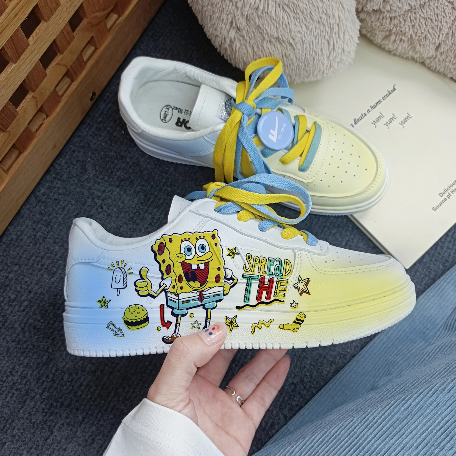 New cartoon SpongeBob SquarePants princess cute Casual shoes soft sports shoes for girlfriend gift EU size 35-44