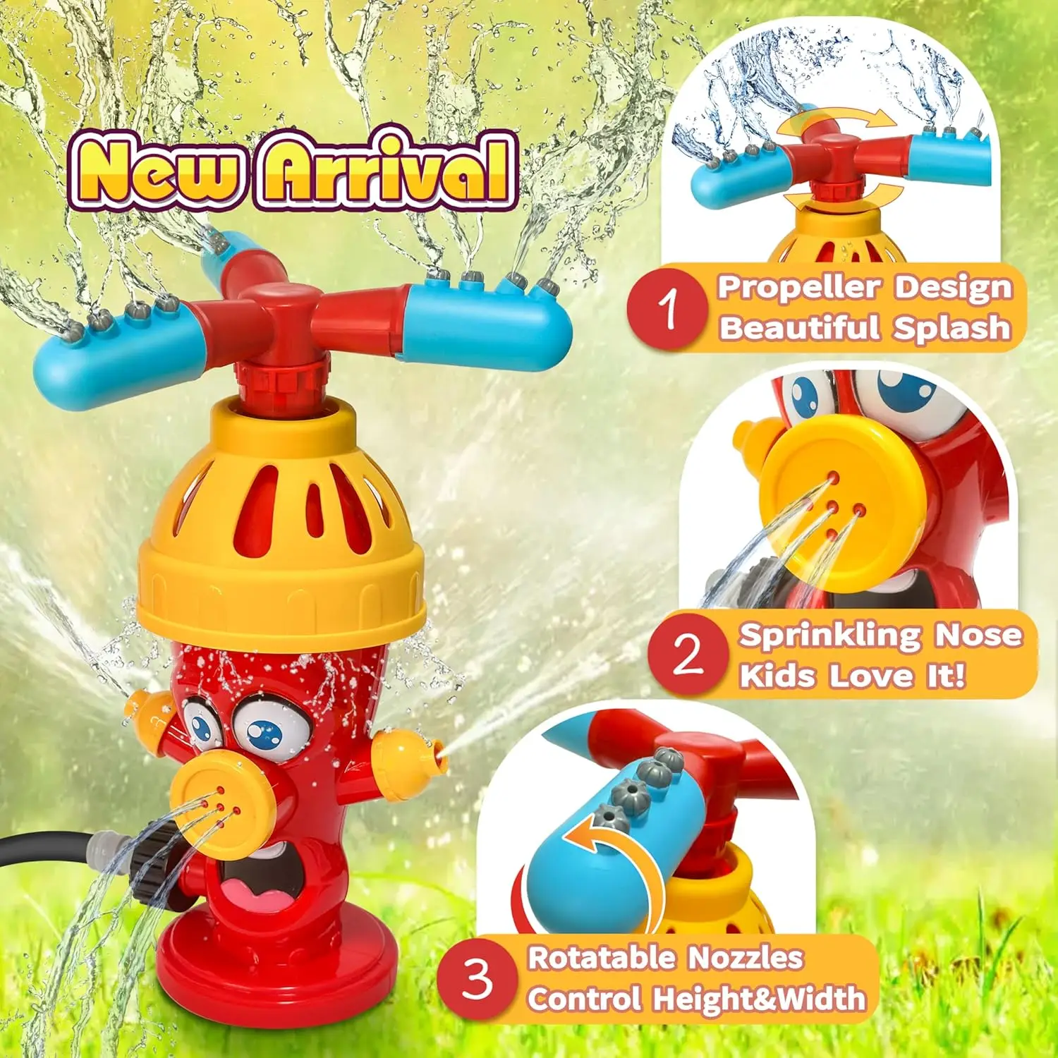 Water Spray Toy Hydrant Sprinkler Outdoor Backyard Garden Water Toys Summer Yard Cartoon Splash Sprinkler Baby Bath Toy for Kids view 3