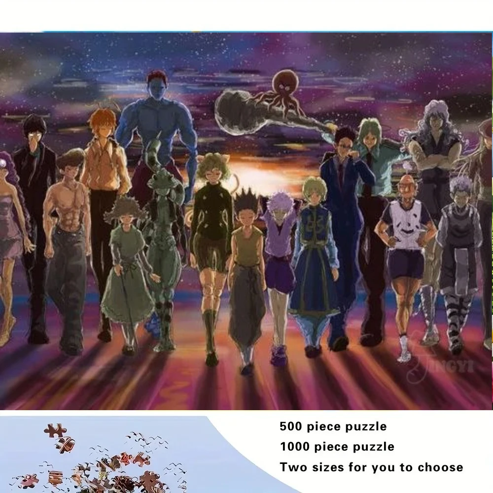 

Пазлы для взрослых 500/1000 элементов: Популярный аниме-сериал «Hunter X Hunter», подходят для взрослых и всей семьи, сложные крупные детали, портативные.