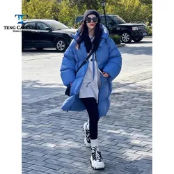 Fashionable Down Jacket, Medium To Long Korean Version Lightweight Hooded Thick Bread Jacket, Women's Winter 2024 New Model