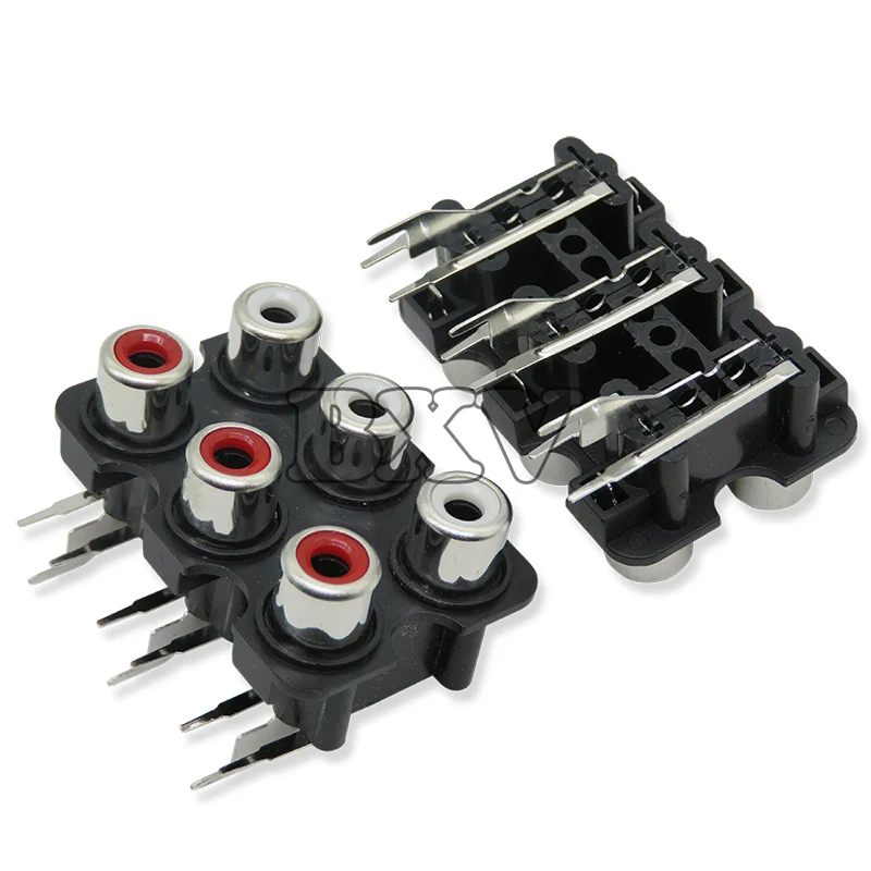 5PCS 2/4/6 Holes RCA Female Stereo Audio Jack  AV Audio Input Socket Connector Lotus Row Amplifier Interface Signal Connection