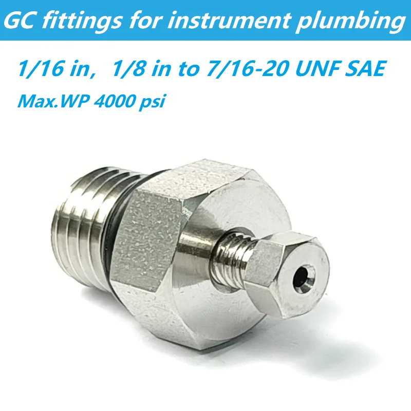 1/16 Inch Adapter 7/16-20UNF Sae Gc Hplc Fittings Voor Instrument Sanitair Rvs Connector Voor Agilent Shimadzu