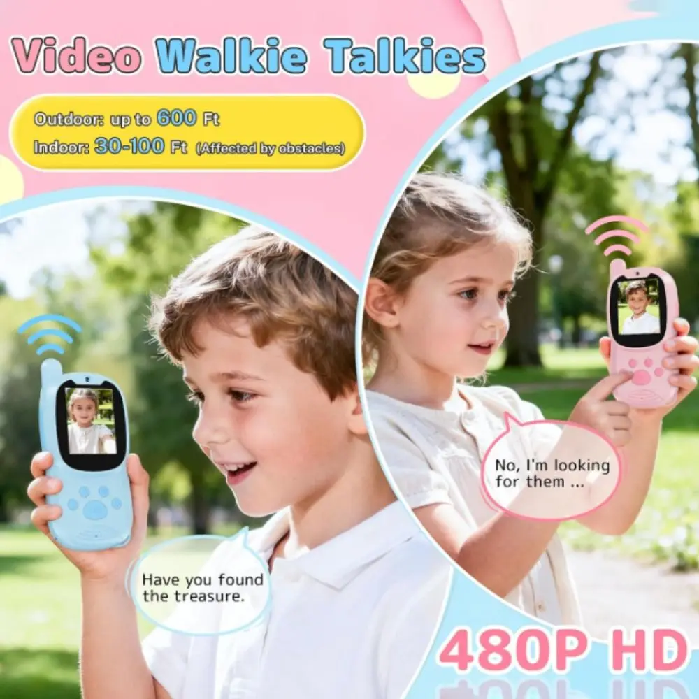 مع كاميرات أجهزة اتصال لاسلكية للفيديو قابلة لإعادة الشحن طويلة المدى 1000FT فيديو إنترفون هدية أجهزة اتصال لاسلكية بحجم قابل للتعديل