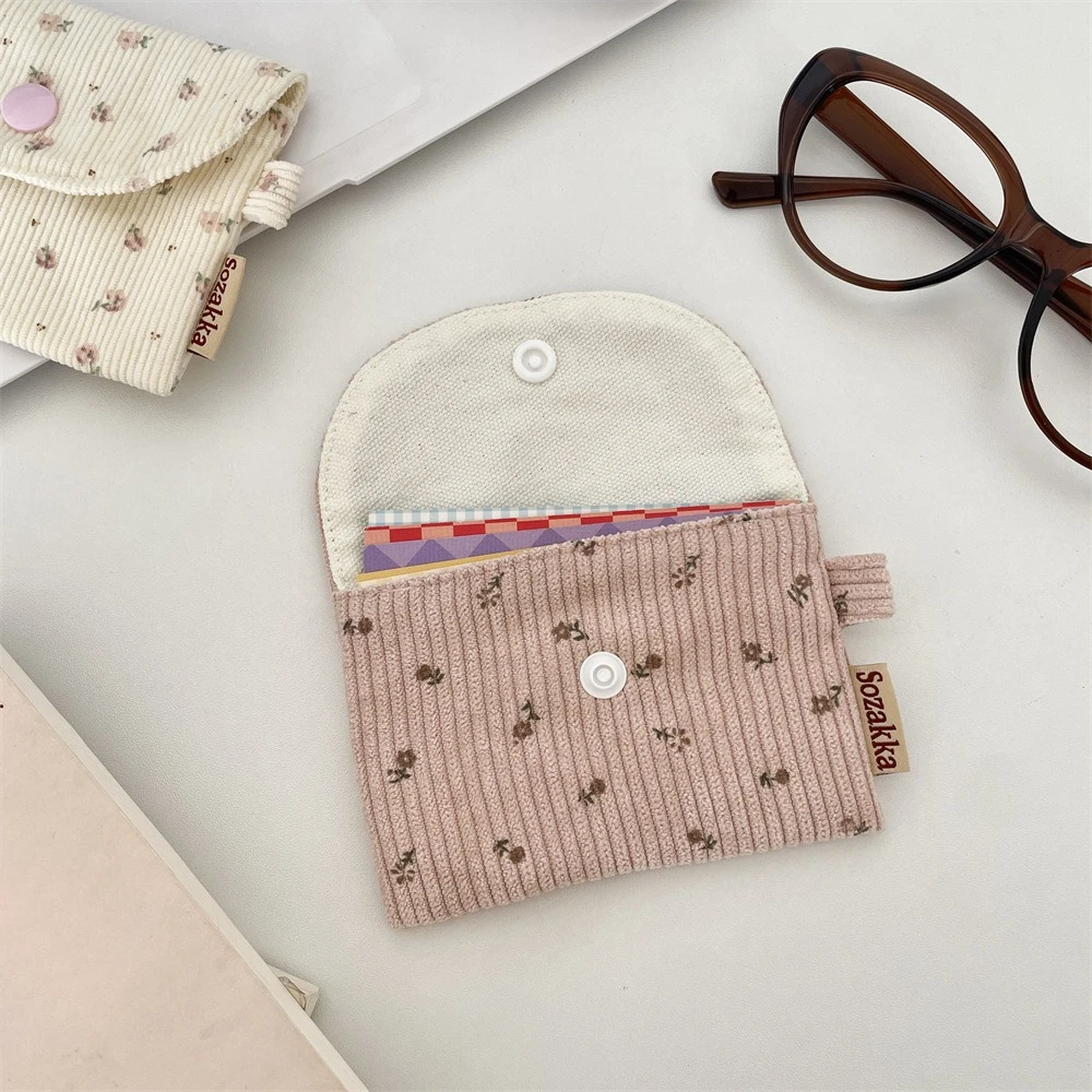

Mini Wallet Coin Purse Small Square Corduroy Bag for Student Bus Bank ID Cards