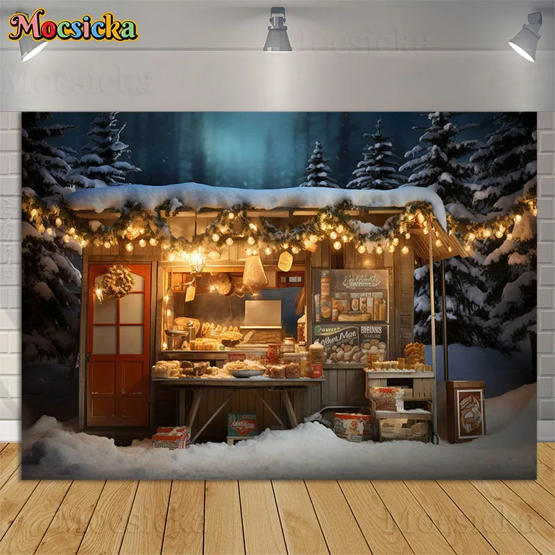 

Christmas Backdrops Photography Props Winter Snow Scene Bakery Xmas Outdoor Decor Kids Portrait Decor Background Photo Studio