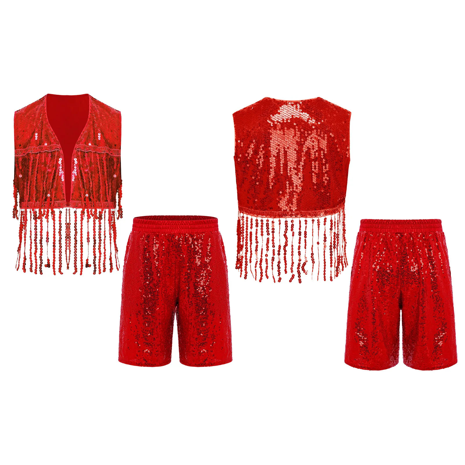 

Children's Hip Hop Dance Party Clothes Kids Girls Sequins Performance Jazz Modern Dance Costume 70s 80s Disco Outfit Pants Suits