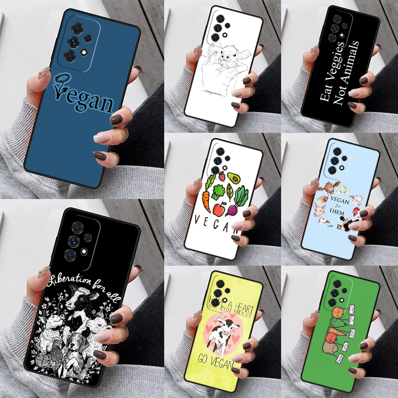 Go Vegan Vegetarians Phone Case For Samsung Galaxy S23 S21 S20 FE S24 S22 Ultra Note20 S10 S9 S8 Plus A40 A52 A12 A13 A53