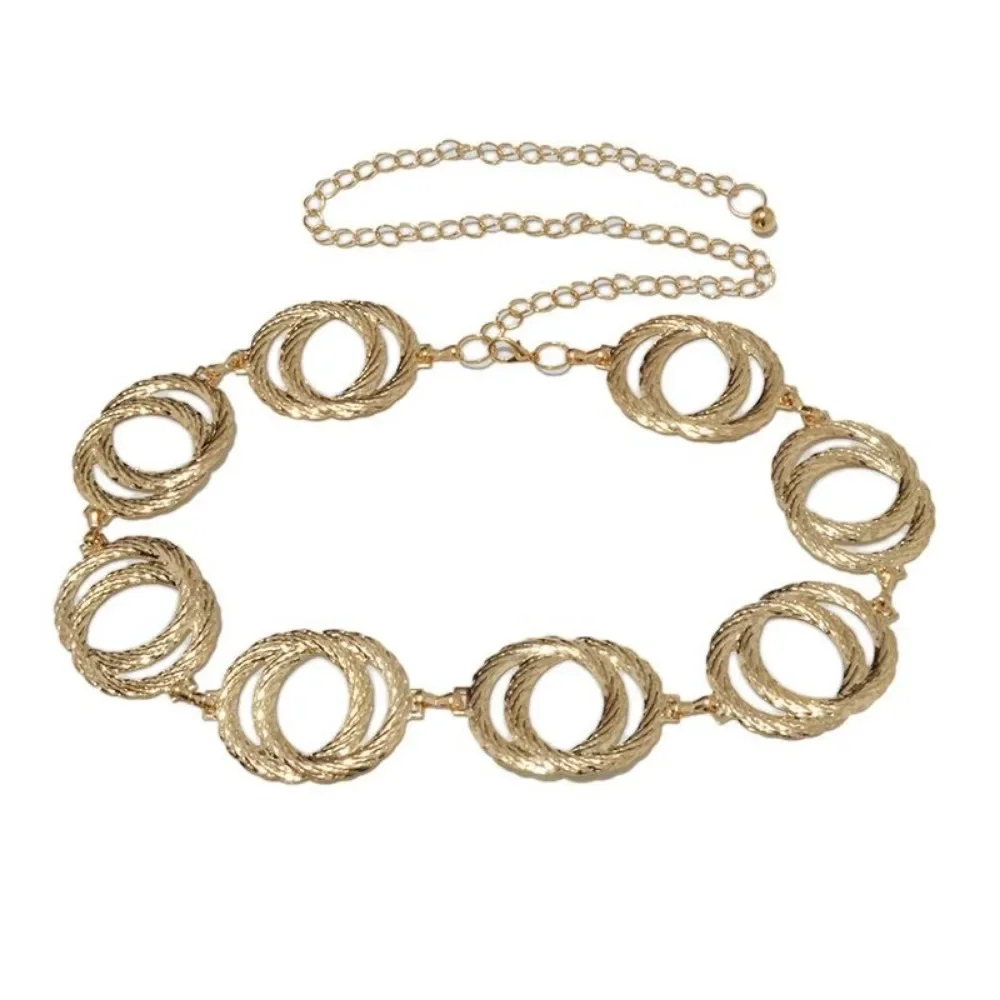 Gold and Silver Women Big Double O Ring Waist Chain Belt