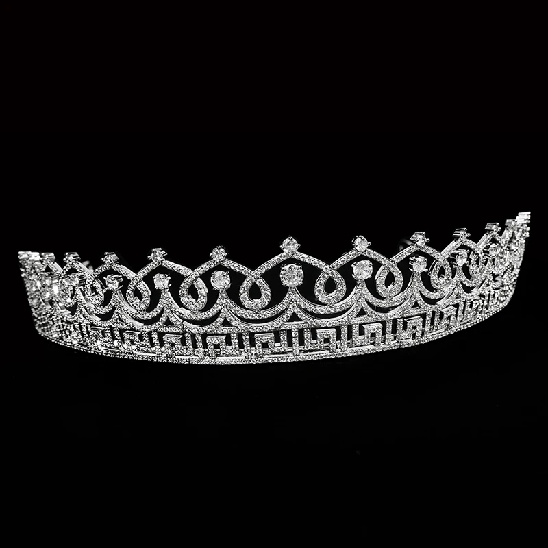 Jade anjo zircônia cúbica meandro motivo design branco banhado a ouro coroa de bronze e tiara elegante chique aniversário casamento bandana