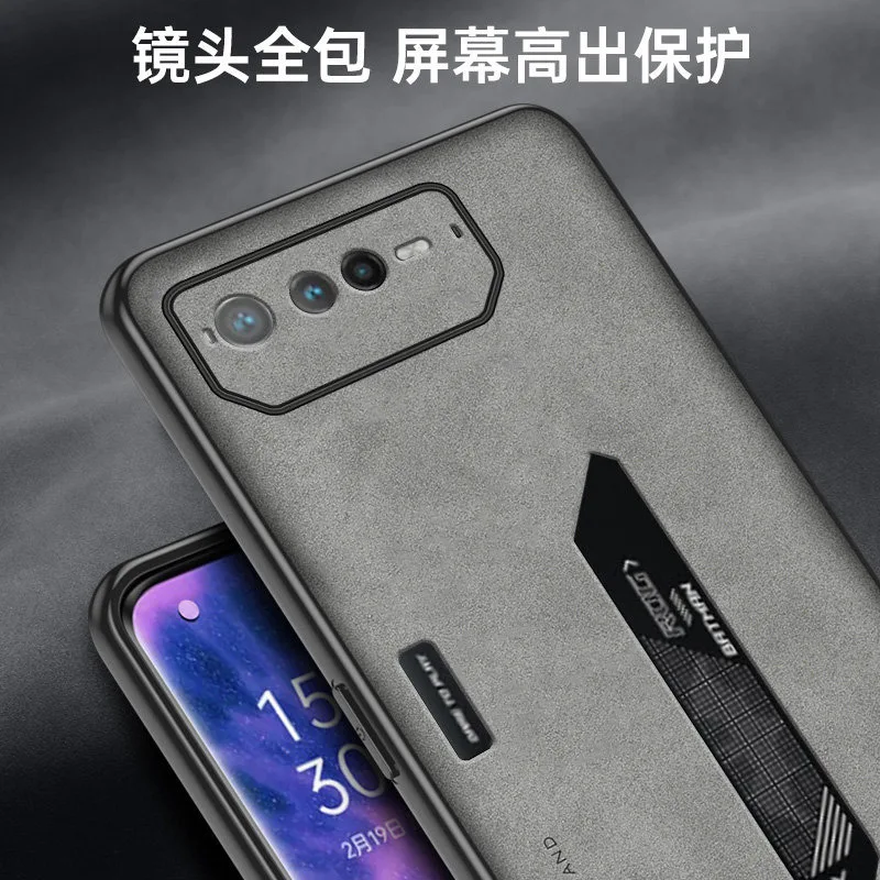 Para asus rog telefone 6 ai2201 caso superfície de couro do plutônio duro pc capa traseira fosco à prova de choque caso de telefone para asus rog telefone 6 ai2201