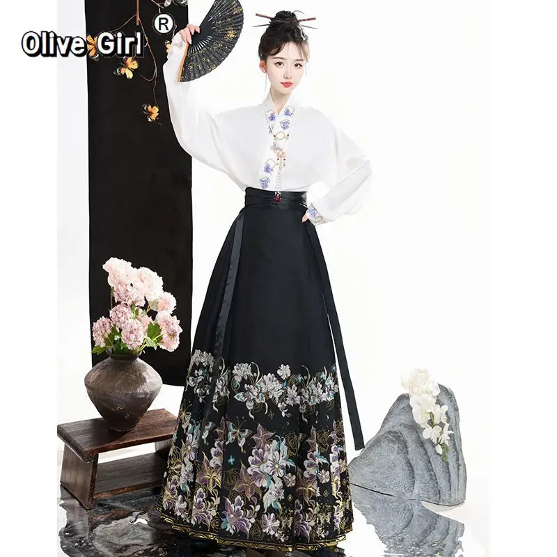 Traditional Chinese Hanfu Shirt Horse Face Skirt Woven Gold Horse Face Skirt Jacquard Fabric Dress Women's Clothing view 3