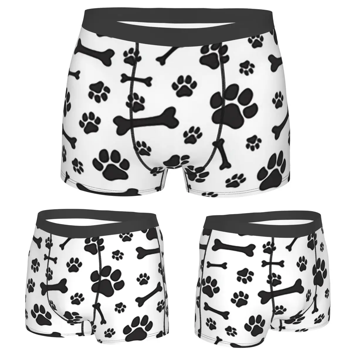 

Boxer Underpants Shorts Colorful Dog Paw Print 3 Panties Men's Comfortable Underwear for Homme Man Boyfriend Gifts