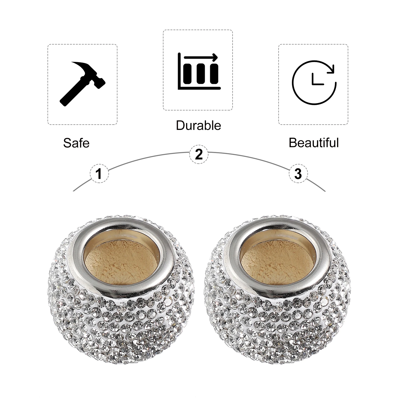 

2 Pcs Diamond-inlaid Decorative Ring Car Rhinestone Rings for Headrest Auto Collars Interior Decoration