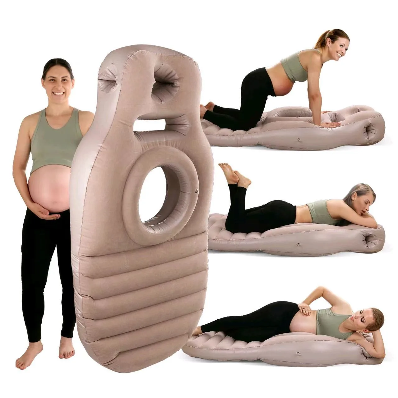 Inflatable Pregnancy Pillow Yoga Mat for Maternity Body Bed Pillow Sleeping Mat PVC with Hole Exercise Home Sports Gym