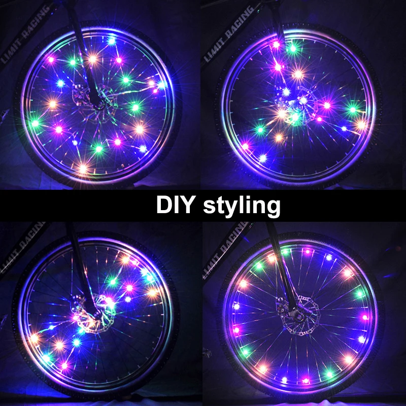 LED Bike Wheel Lights Waterproof Bicycle Spoke Lights Cycling Decor Safety Warning Tire Strip Light for Kids Adults Night Riding