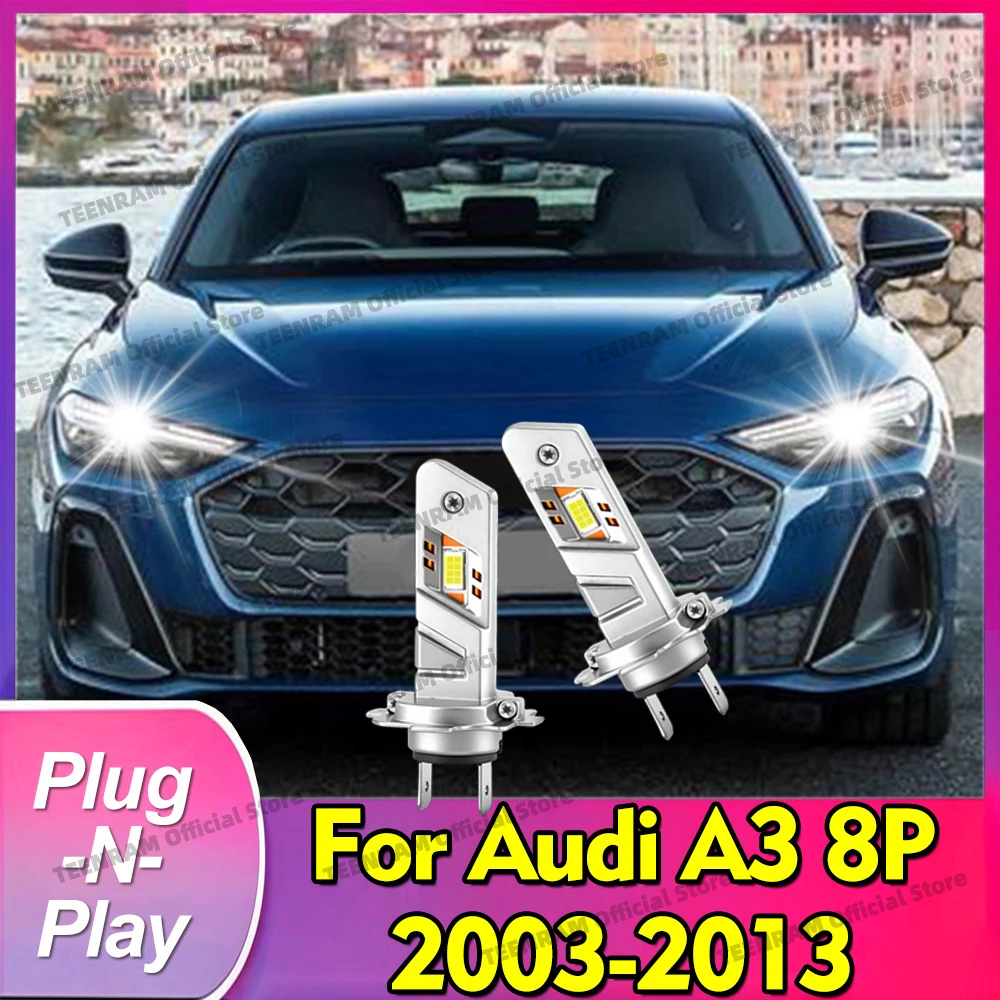 2x LED Headlights H7 Led 6000K 30000LM Headlamp Bulbs For Audi A3 8P 2003-2013 2005 2006 2007 2008 2009 2010 2011 2012 Plug&Play