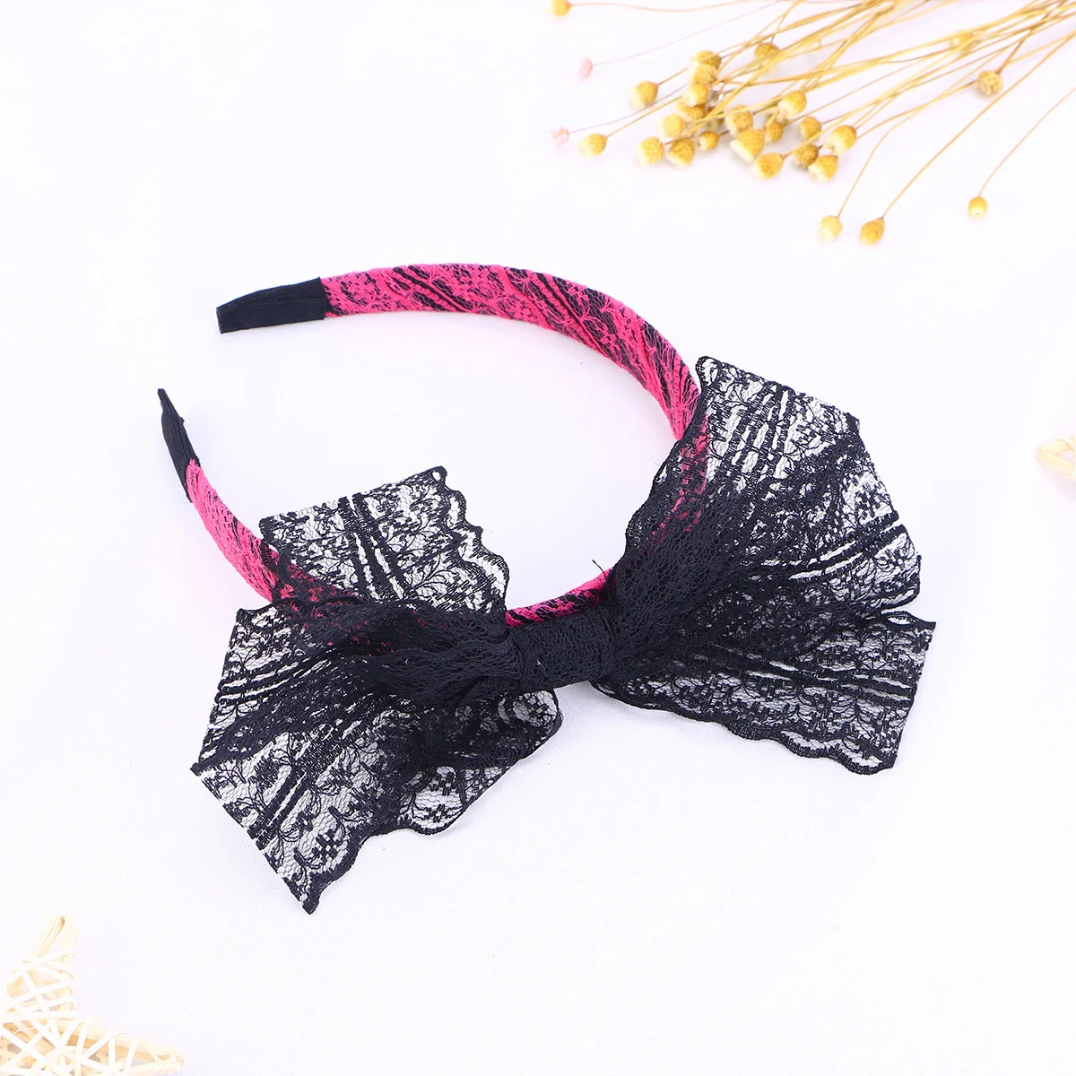 

2Pcs Black Bow Knot Hairband Lace Headband Fashion Accessory Women Dinner Party Halloween Costumes Holiday Gift