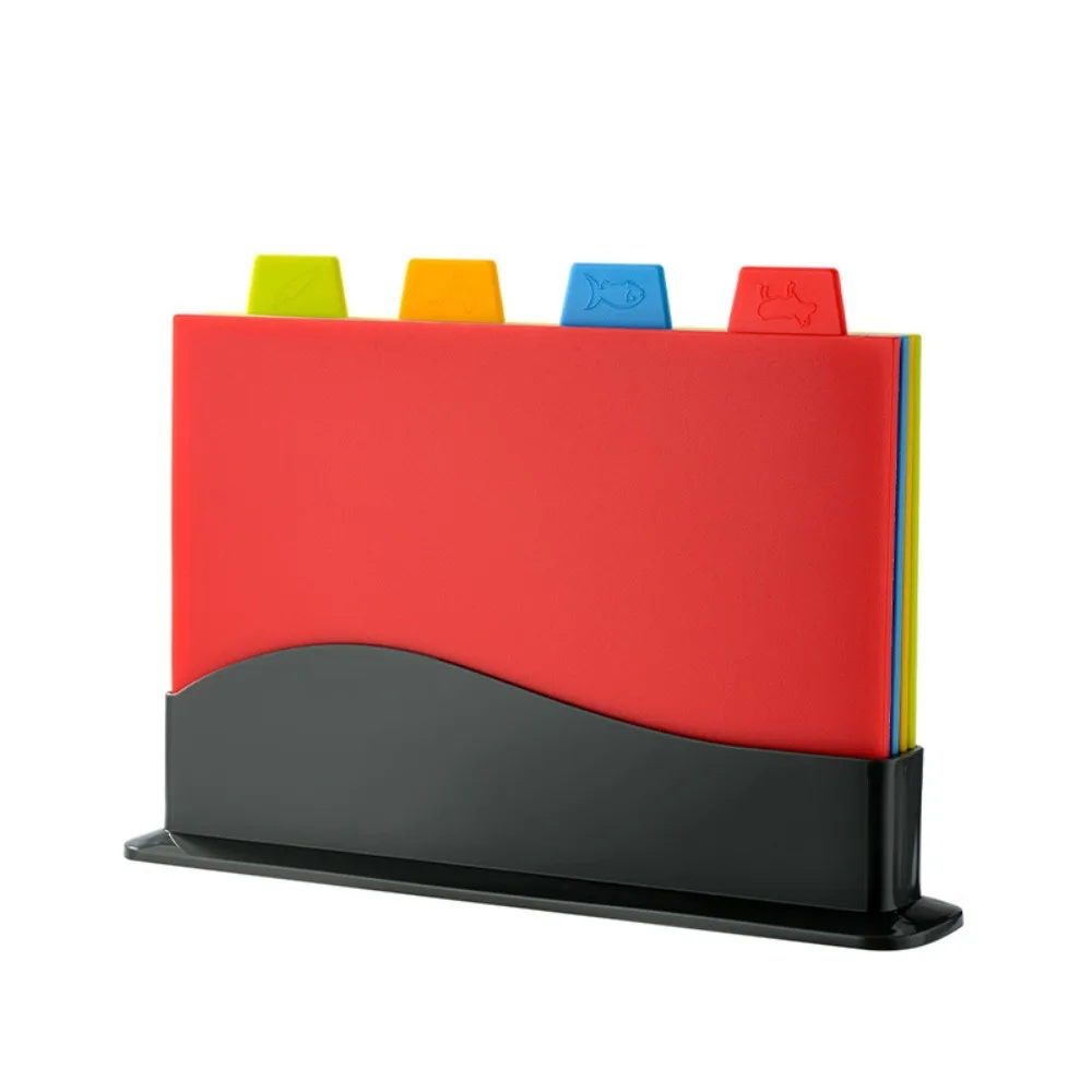 

Color Coded Chopping Board Set Non-Slip Hygienic Color Coded Board Set 4 Color Plastic Anti Mildew Board Food Preparation