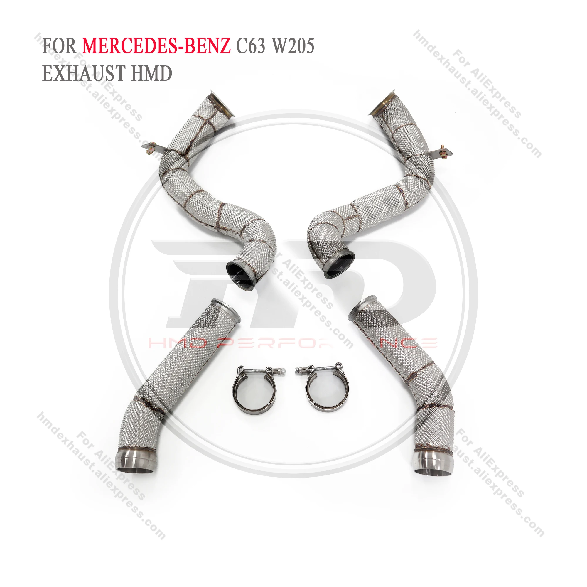 

HMD Exhaust System High Flow Performance Downpipe for Mercedes Benz C63 W205 4.0T 2015+ with Heat Shield Pipe V-shaped buck