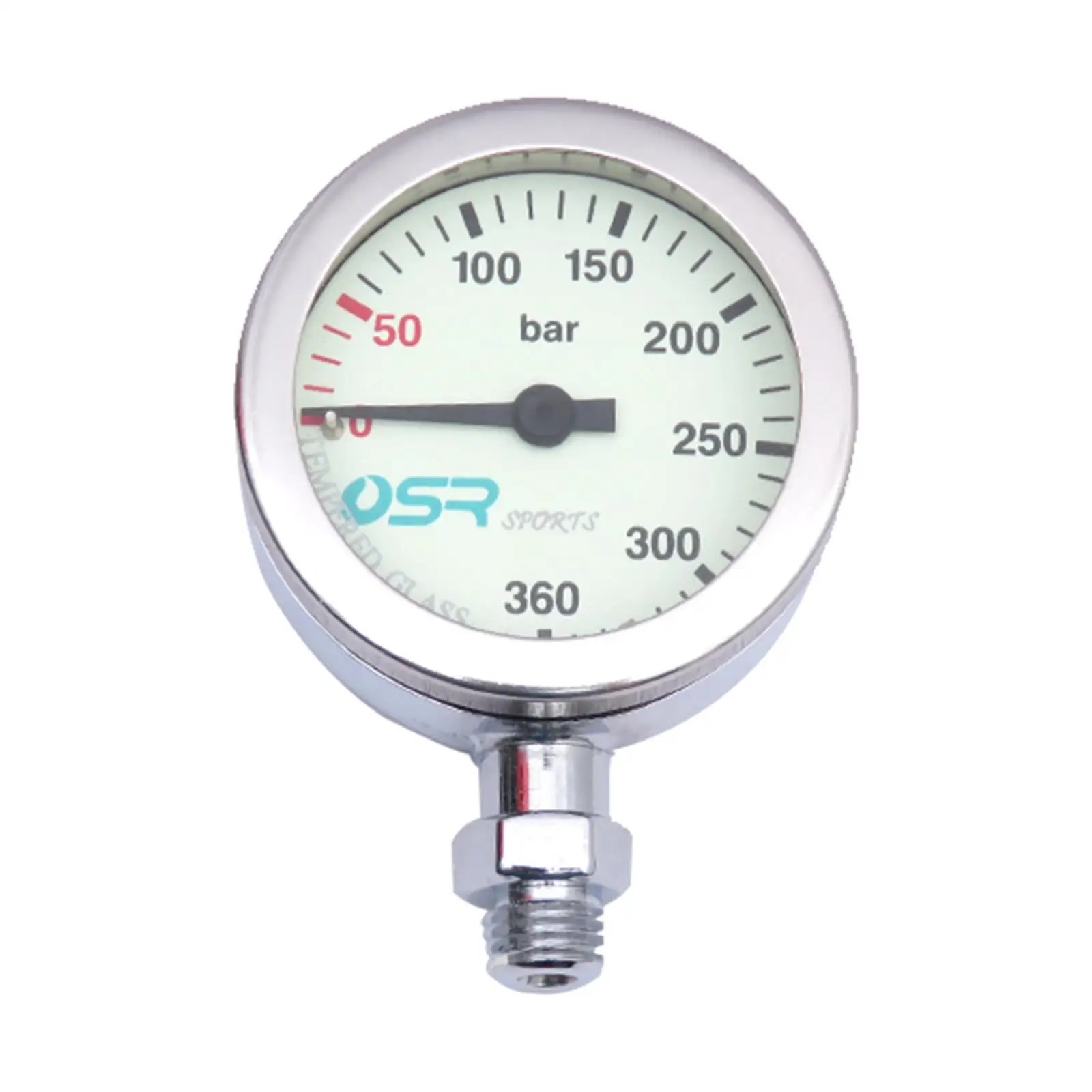 Waterproof Bottom Mount Pressure Gauge Rustproof Metal Measurement Tool for Outdoor Diving Aquarium Swimming Pool