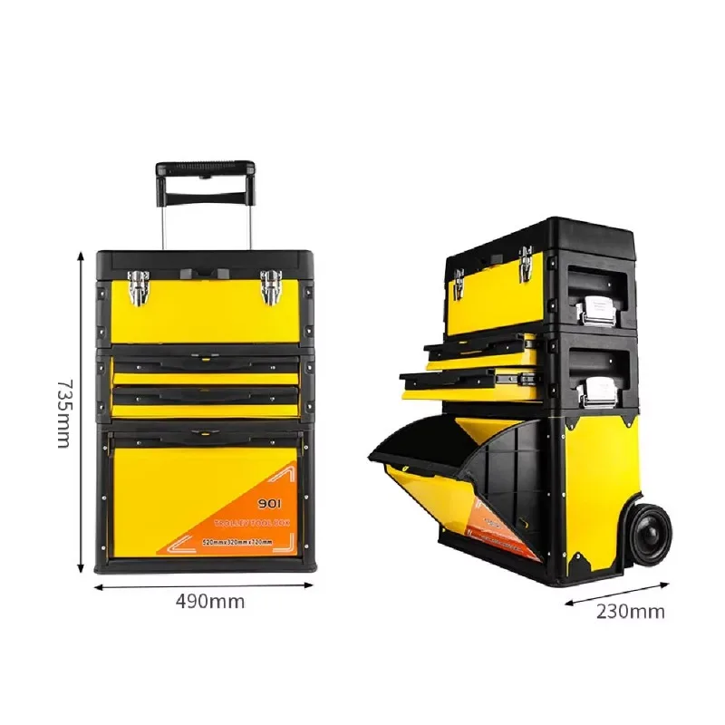 Garage Storage Tool Organizer 3-Piece Rolling Modular Resin Toolbox