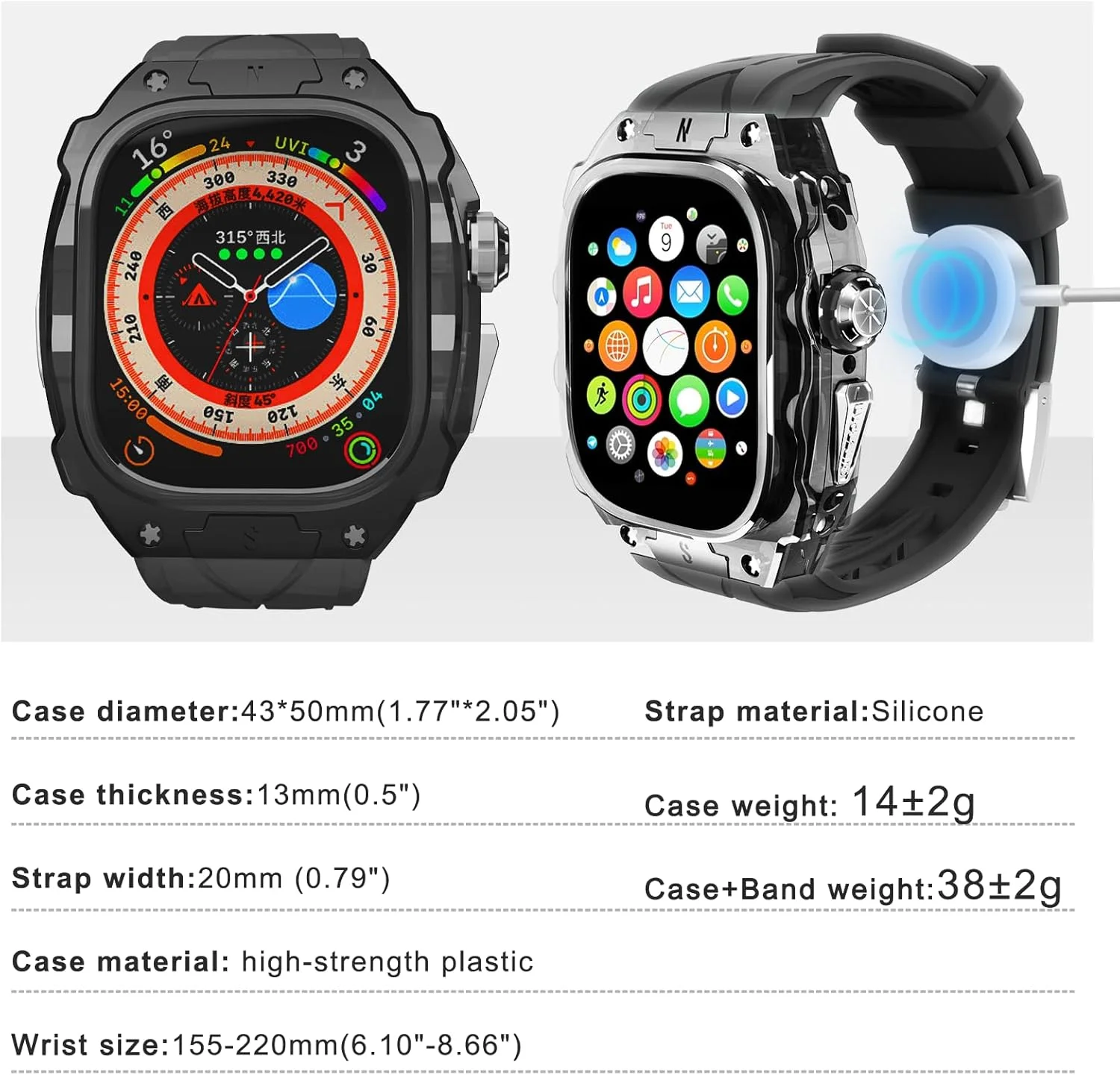 Luxury Metal Case for Apple Watch 10 46mm Band with Cover Heavy Duty Rugged Case Silicon Strap for men Full Protective Cover