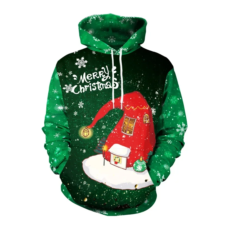 Merry Christmas Graphic Hoodie Fashion Santa Claus Snowflake Hoodies For Men Clothes Casual Winter new in hoodies & sweatshirts