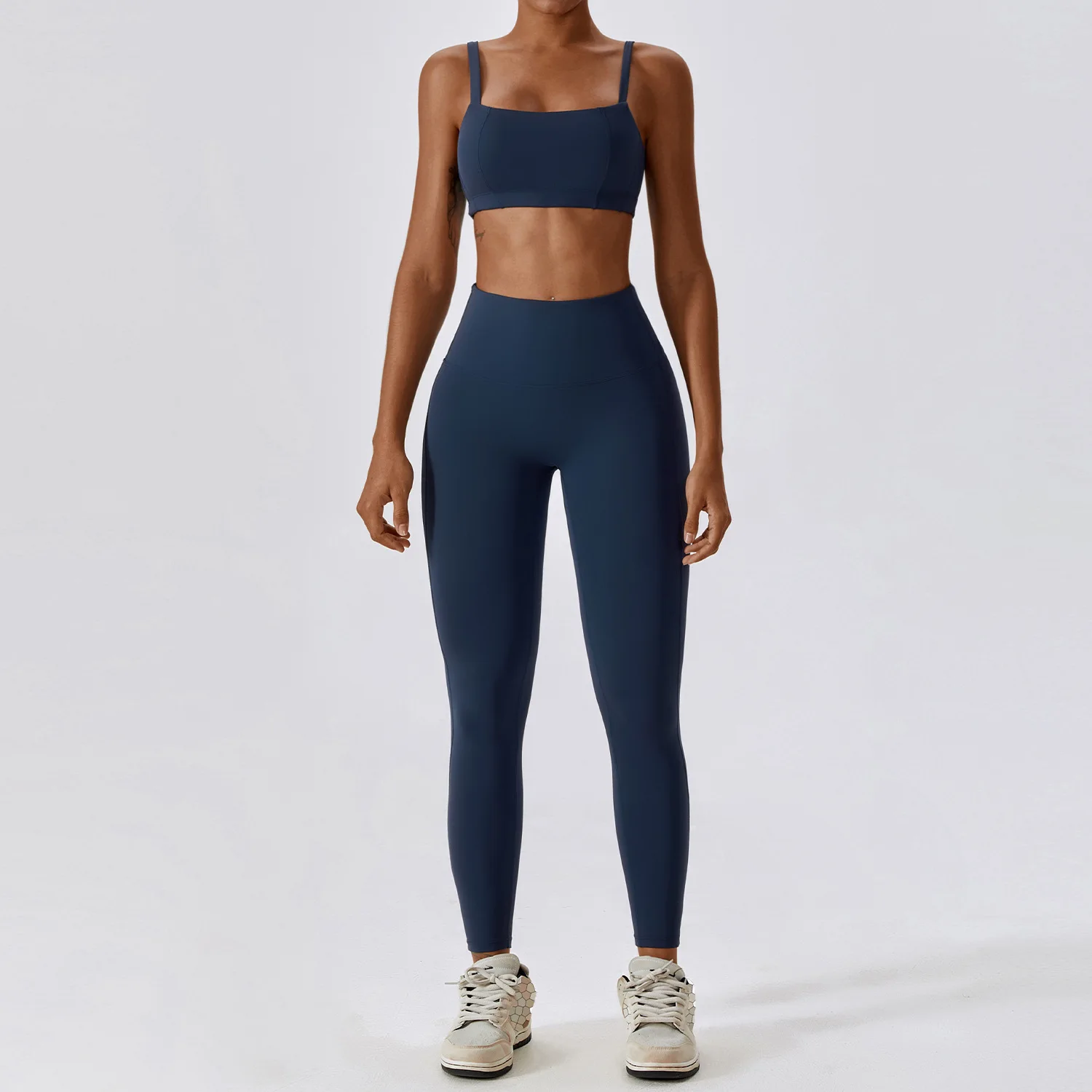 Conjuntos de ropa de Yoga para mujer, ropa atlética, Leggings de cintura alta y Top, chándal sin costuras para gimnasio, trajes de entrenamiento