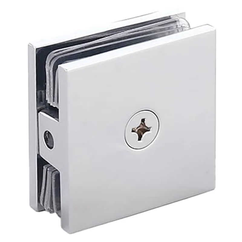 A20F-Brass Glass Clamp, Hole-In-Glass Fixed Panel U-Clamp,Square Screen Door Hardware For Bathroom For 5/16In To 1/2In