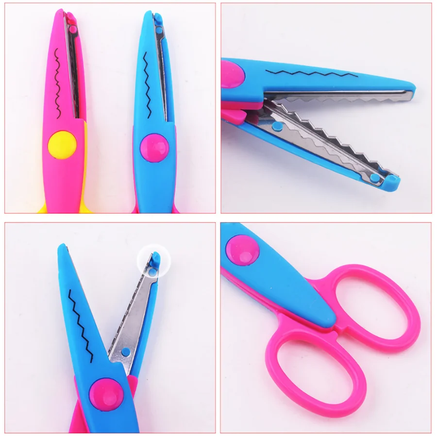 Mr.paper 6 Style Mini Scissors Wavy Lace Cut Paper Safety Craft Scissors Student Cute Stationary Supplies Art Tools