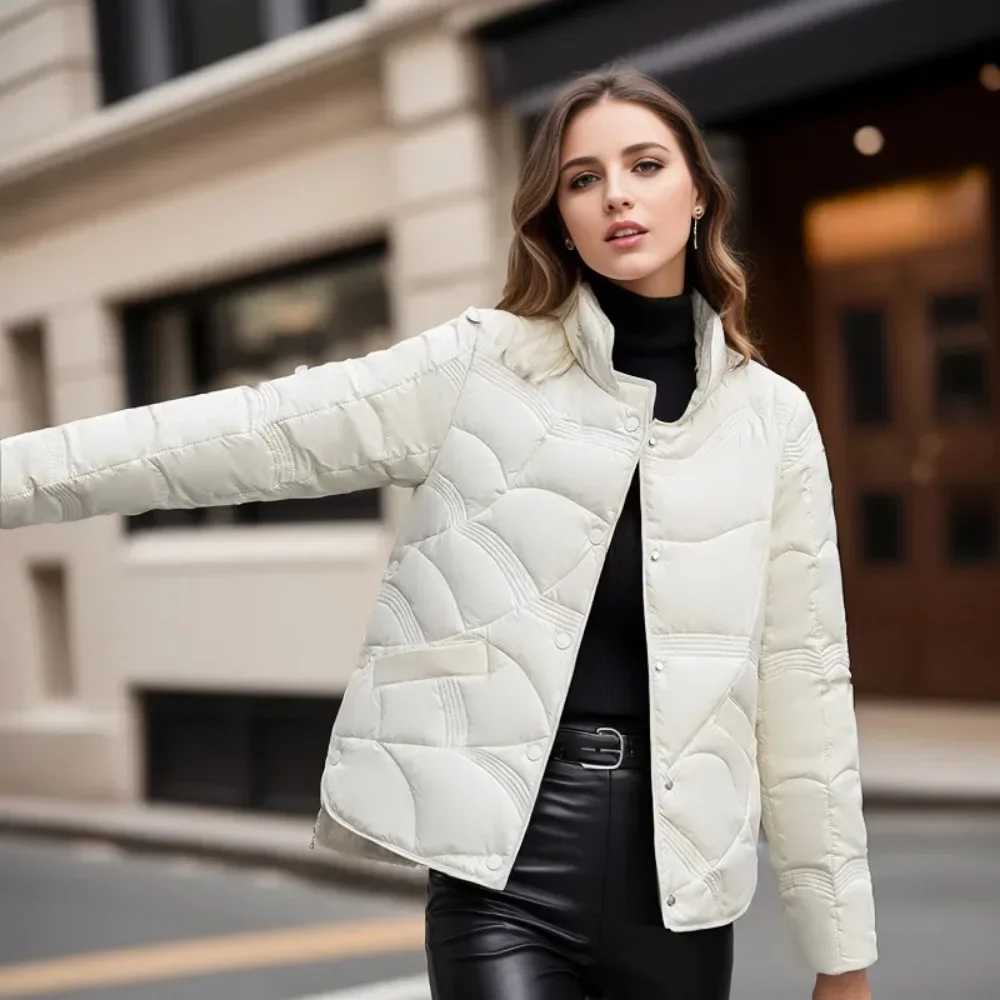 Women Jackets 2024 New Female Fashion Stand Collar Lightweight White Duck Down Coat Autumn Winter Fashionable Outerwear