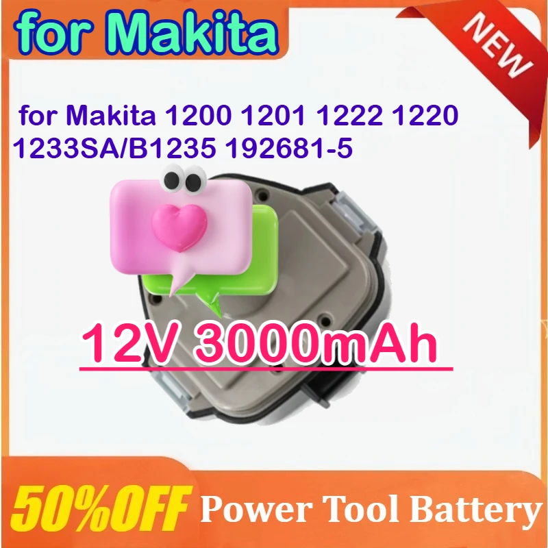 

12V 3000mAh 0 cycles Power Tool Battery Replacement for Makita for PA12 for Makita 1200 1201 1222 1220 1233SA/B1235 192681-5