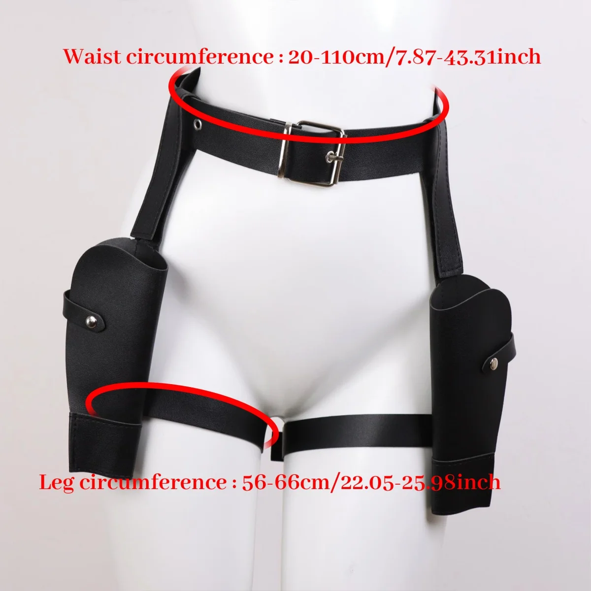 Damen Kunstleder-Set Steampunk Brustgurt + Oberschenkelholster Mittelalterliches Piraten-Cosplay-Kostüm Zubehör Halloween – Detail 8