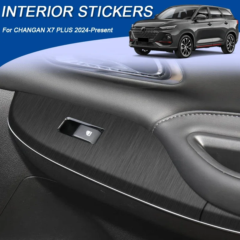 

Для CHANGAN X7 PLUS 2024-настоящее время, левый руль, карбоновая внутренняя наклейка для автомобиля, панель подъема окна, наклейка, защитная пленка для двери шестерни, аксессуар