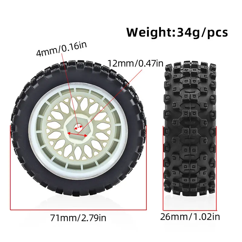 1/10 On Road Tires & Wheel 12mm Hex Plastics Rims Compatible with Tamiya TT01 TT02 Kyosho Sakura D3 Traxxas 4Tec 2.0  Touring Ca