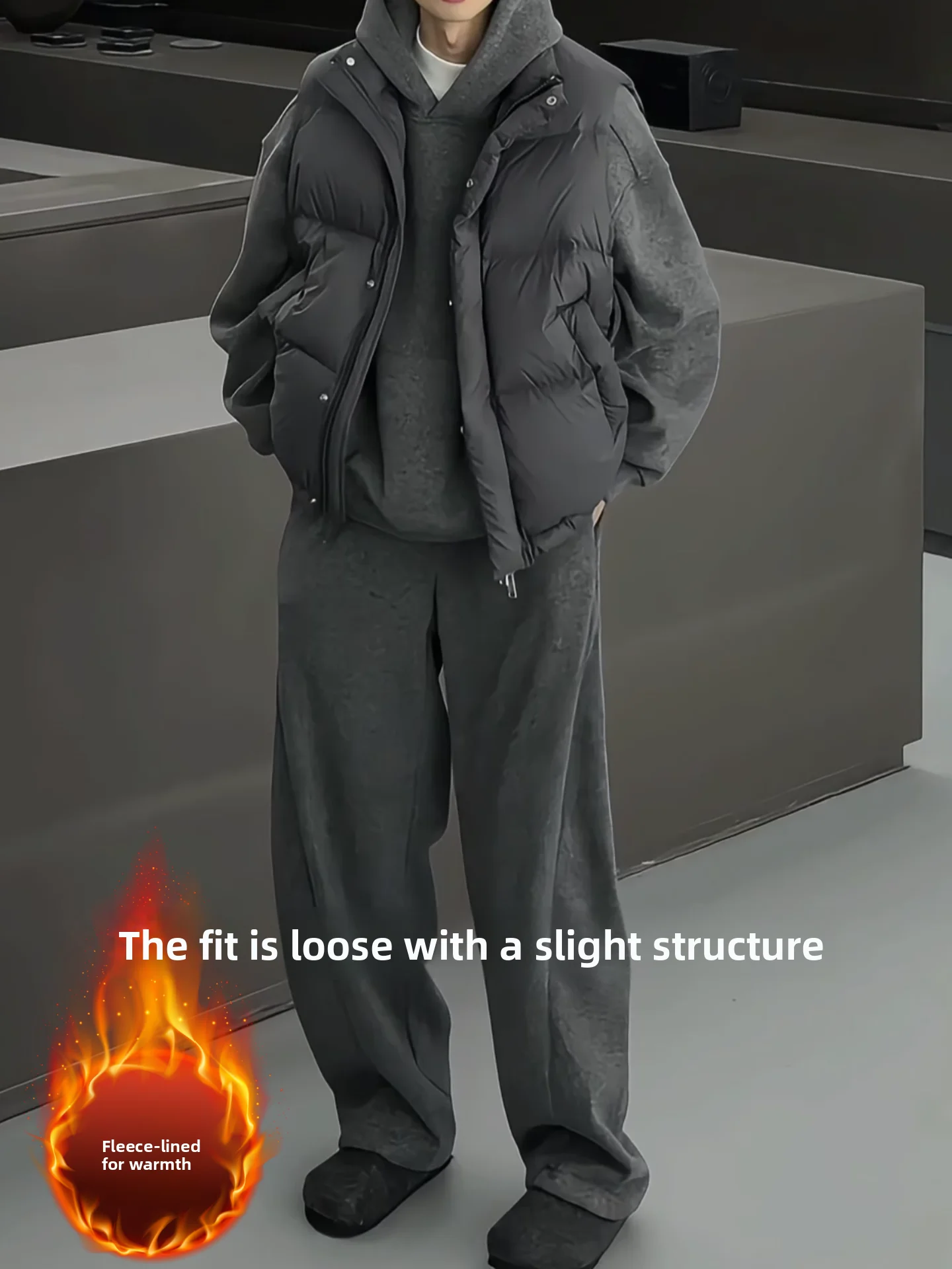 

Winter Faion Men's Hoodie Sweatirt And Pants Set Slim Fit Casual Sle Long Sve Youth Ensemble Simple Ele Trendy