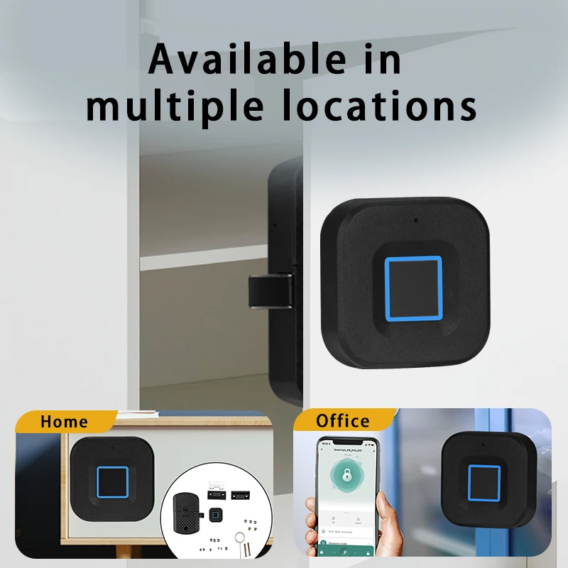 XSDTS Biometric Tuya App Fingerprint Lock Black Keyless Cabinet Smart Door Lock Drawer Locks Anti-theft Long Standby Time image 5