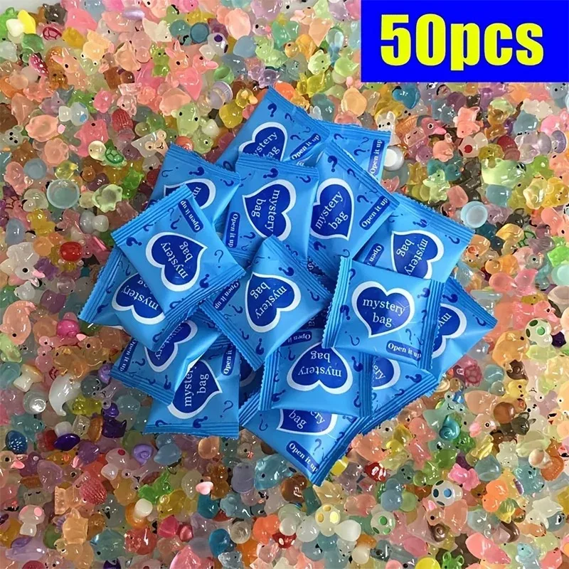 25/50pcs Surprise Bags Luminous Animal  Figurines Miniature Mystery Bag For Potted Dollhouse Fairy Garden Decor