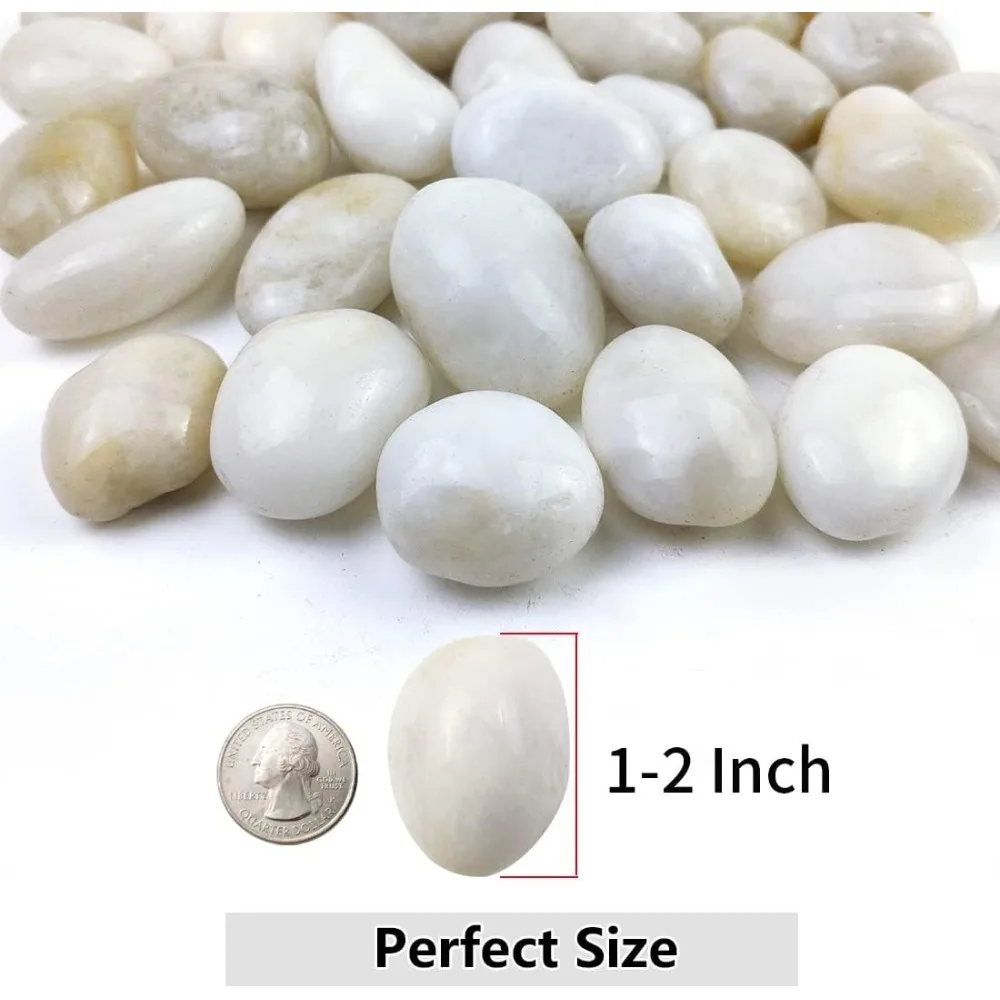 

40lbs White River Rocks for Garden Landscaping, 1-2 Inch Natural Pebbles for Indoor Plants