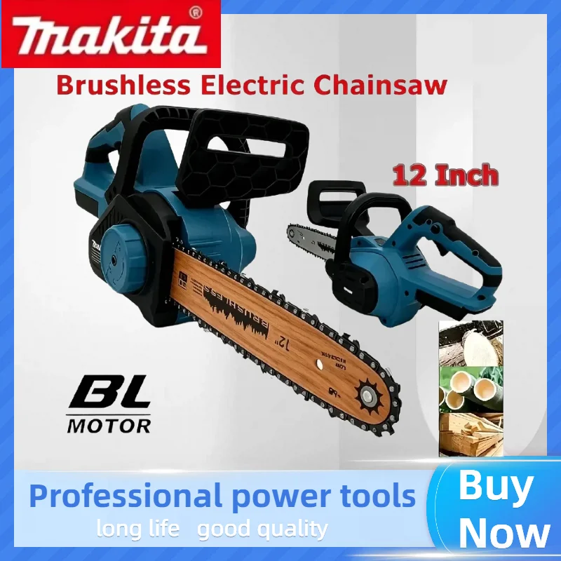 

Makita 12 Inch 1500W High Power Brushless Cordless Chainsaw Handheld Farm Trimming Saw Portable Wood Cutter Compatible 18V