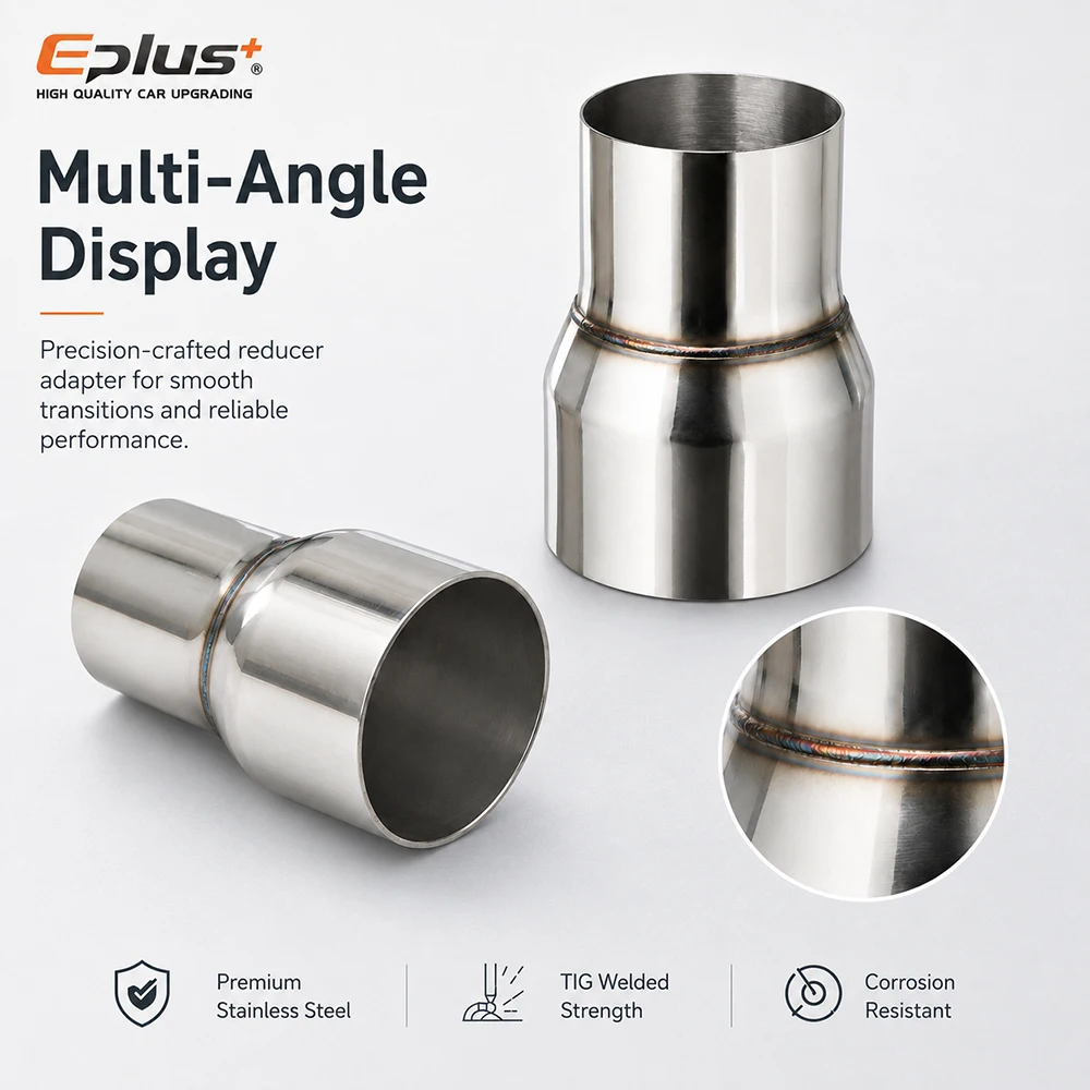 EPLUS Auspuffrohr-Reduzieradapter Edelstahl Universeller Gerader Anschluss für Auto- und Motorrad-Auspuffsysteme – Detail 3
