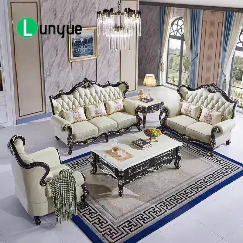 Luxury Genuine Leather Sofa Set Solid Wood Frame Sponge Filled 1+2+3 Seater Combination Couch for Living Room Modern Home