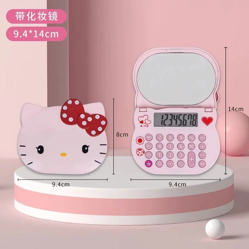 Sanrio Hello Kitty Opvouwbare rekenmachine Anime Make-upspiegel Elektronische handcomputer Zonne-berekening Kantoorbenodigdheden Cadeau