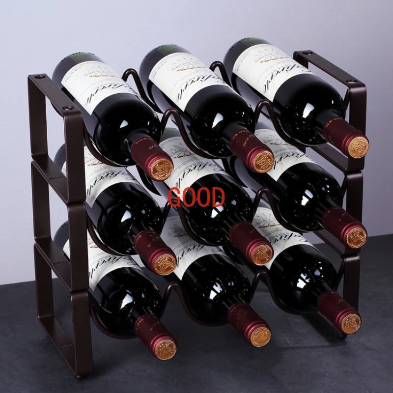 Iron Art Red Wine Rack Decoration Bottle Stackable Simple Fashion Wine Rack Multi Bottle Creative Cabinet Display CS55