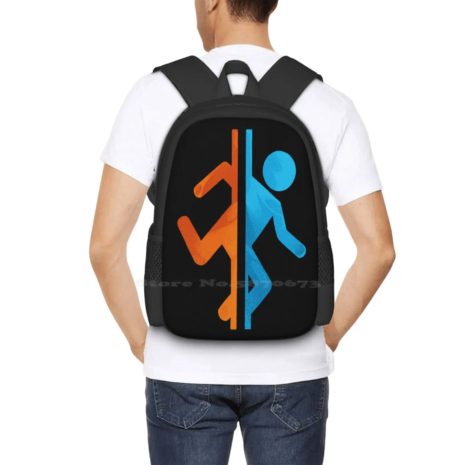 Portal Hot Sale Backpack Fashion Bags Game Valve Cave Johnson Portal 2 Gaming Aperture Wheatley